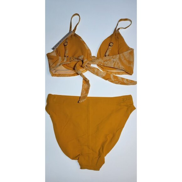 Robin Piccone Bikini Swim Top Underwire Bottom Mid Rise Sz M Yellow - Picture 3 of 7